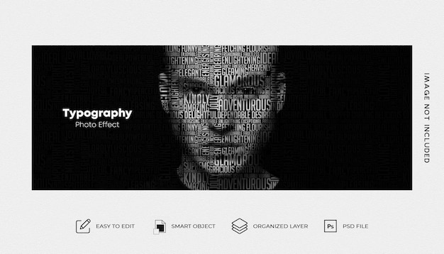 PSD Типографский портретный эффект для обложки в социальных сетях