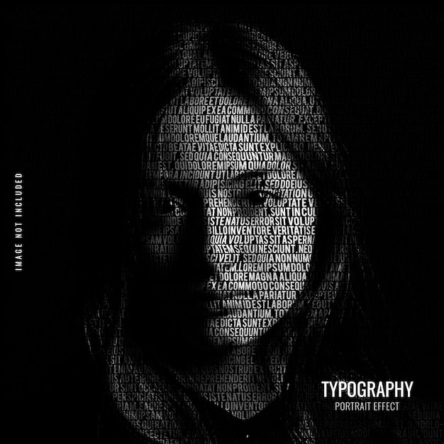 PSD typography portrait effect template