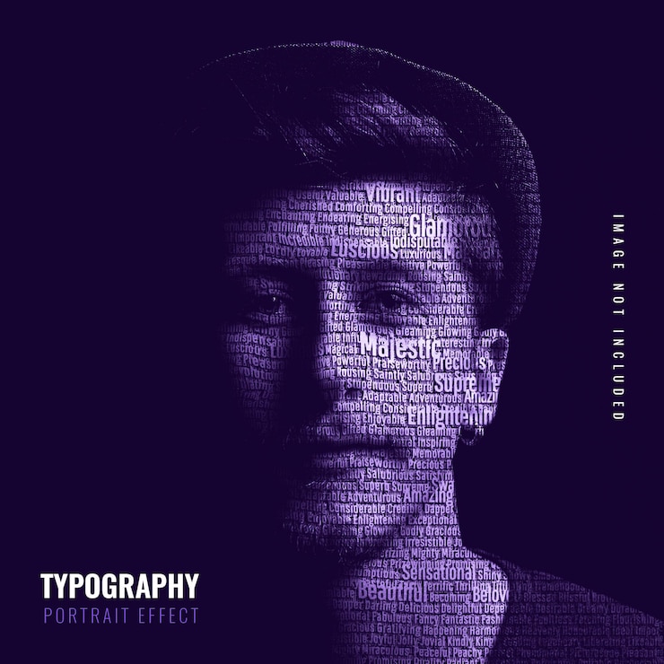 PSD typography portrait photo effect template