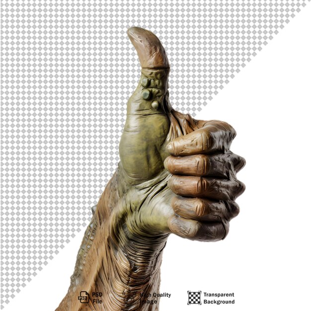 PSD tyrannosaurus giving a thumbs up sign on transparent background