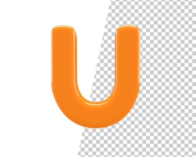 U letter gold text 3d render