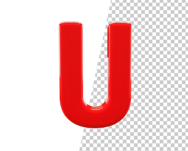 u letter red text 3d render