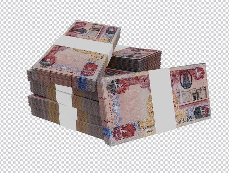 Деньги ОАЭ - пачки валюты (100 дирхамов)