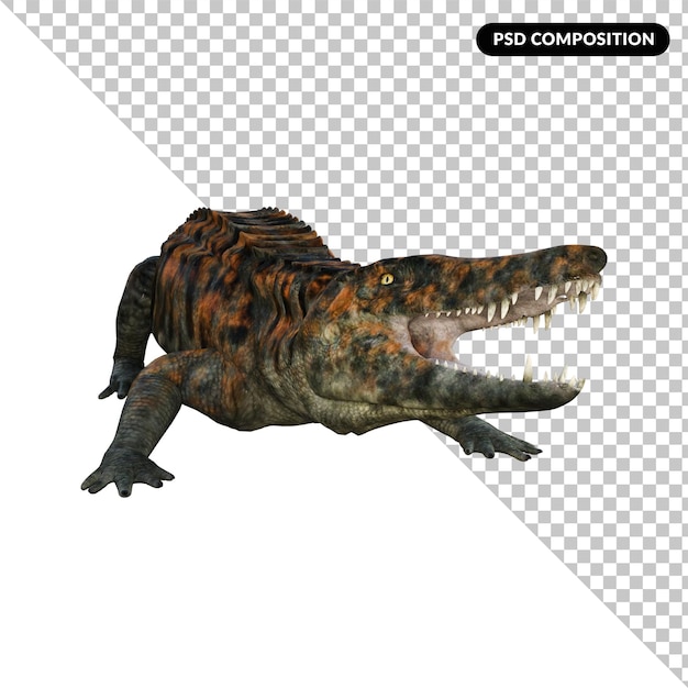 PSD dinosauro uberabasuchus isolato rendering 3d