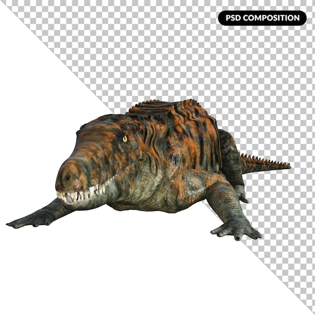 PSD uberabasuchus dinosaur isolated 3d rendering