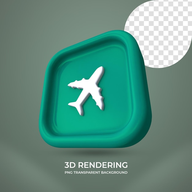 Uçak simgesi 3D render izole şeffaf arka plan