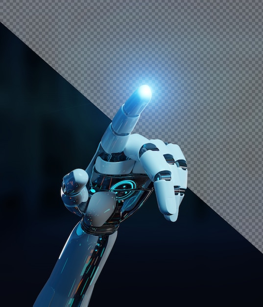 Udskåret robothånd peger finger