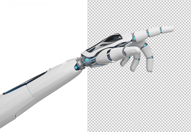 Udskåret robothånd peger finger