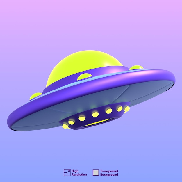 Ufo 3d model with transparent background