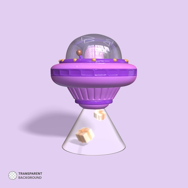 Ufo Ikona Na Białym Tle Ilustracja Renderowania 3d