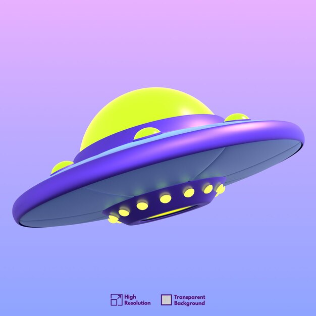 PSD ufo model 3d z przezroczystym tłem