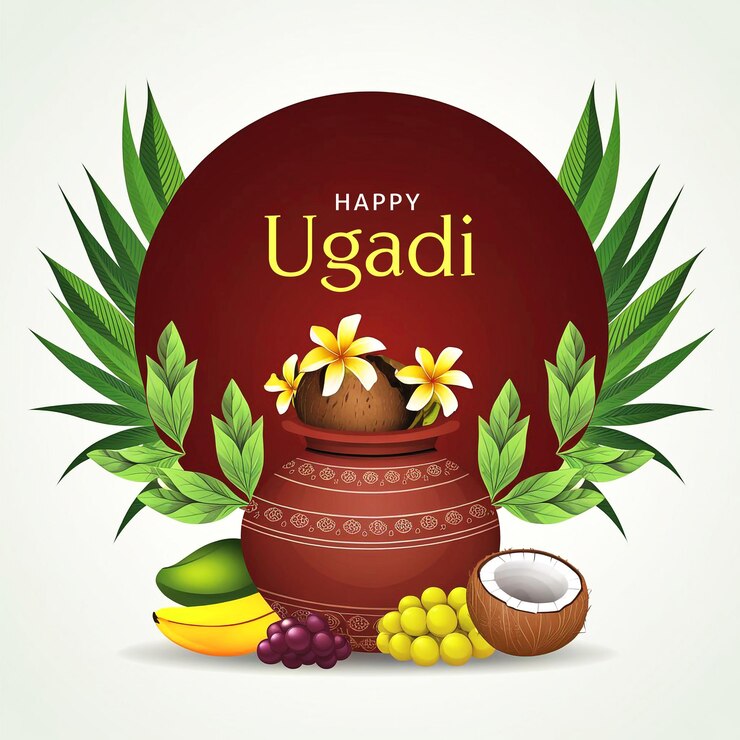 PSD ugadi festival poster with festive decorative elements