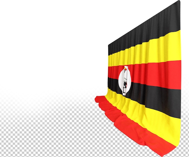 PSD uganda flag curtain in 3d rendering called flag of uganda