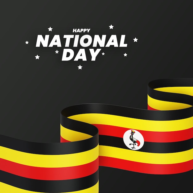 PSD uganda flag design national independence day banner editable text and background