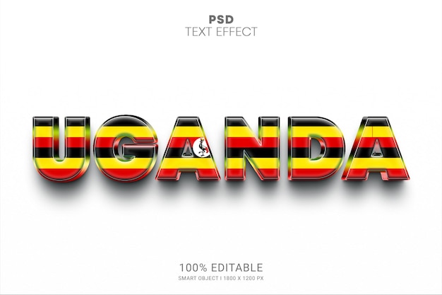 Disegno dell'effetto di testo modificabile psd dell'uganda