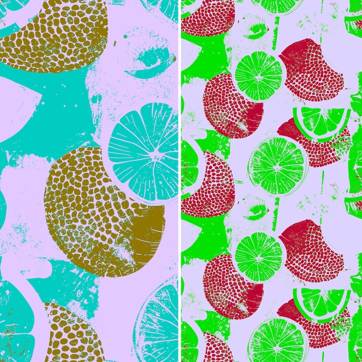 PSD ugli fruit with rough texture and abstract design with chaot tropical fruit pattern vector design