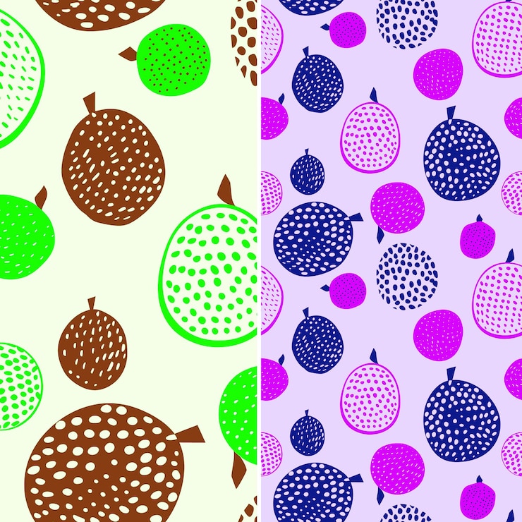 PSD ugli fruit with round silhouette and unique design with polk tropical fruit pattern vector design