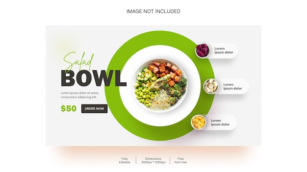 PSD ui banner of salad bowl