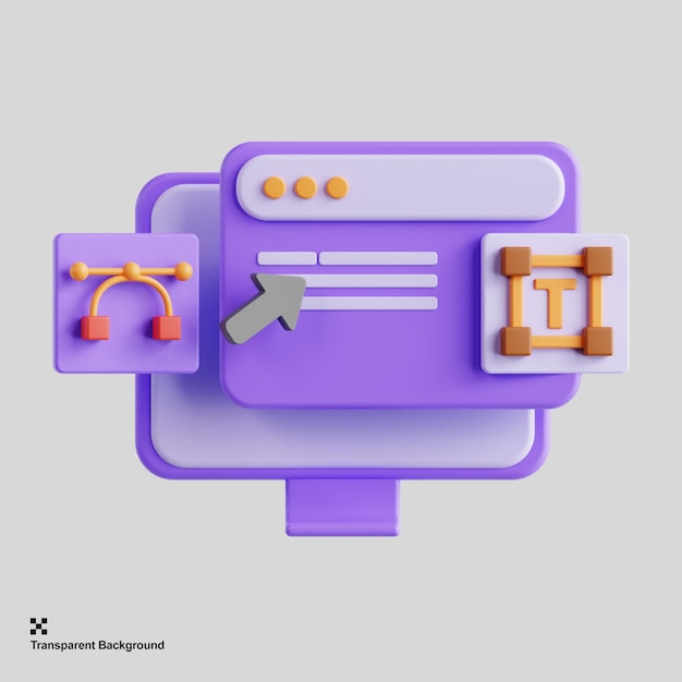 Illustrazione di rendering 3d del design dell'interfaccia utente