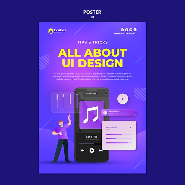 PSD ui design information poster template