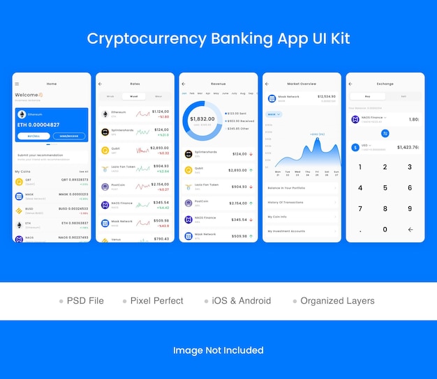 Ui-kit voor app voor cryptovalutabankieren