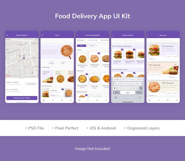 Ui-kit voor app voor eten bezorgen