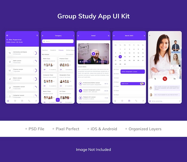 PSD ui-kit voor app voor groepsstudie