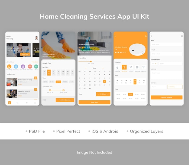 Ui-kit voor app voor schoonmaakdiensten