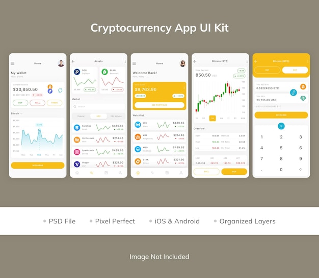 PSD ui-kit voor cryptocurrency-app