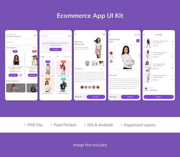 PSD ui-kit voor e-commerce-app