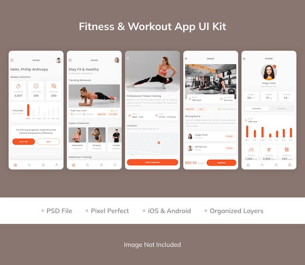 Ui-kit voor fitnessversterker workout-app