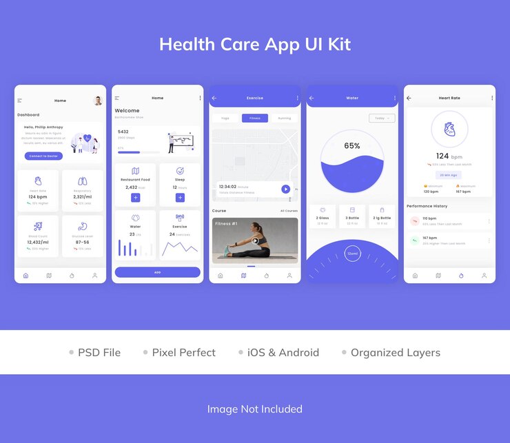PSD ui-kit voor gezondheidszorgapp
