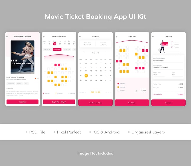 Ui kit voor het boeken van filmtickets