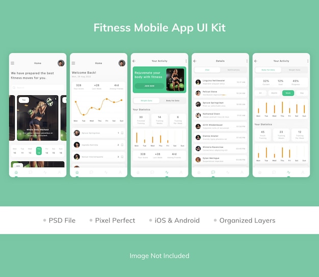 Ui-kit voor mobiele app voor fitness