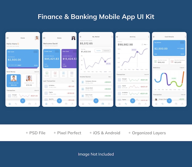 Ui-kit voor mobiele apps voor financiën en bankieren