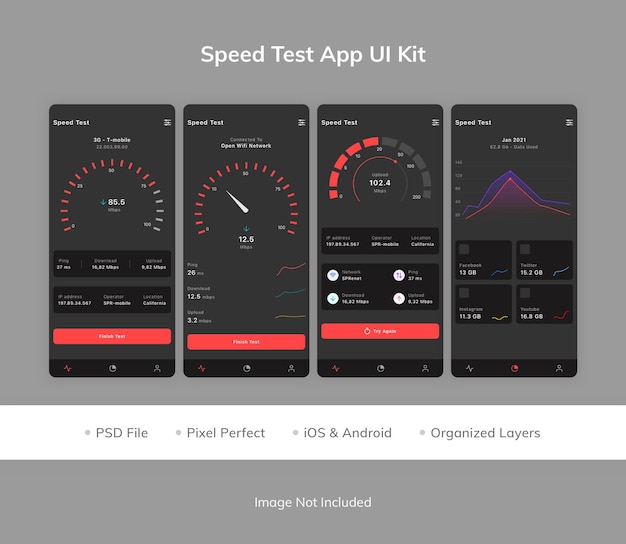 PSD ui-kit voor snelheidstest-app