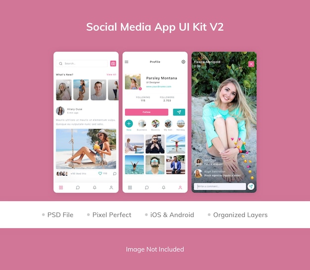 Ui-kit voor sociale media-app v2