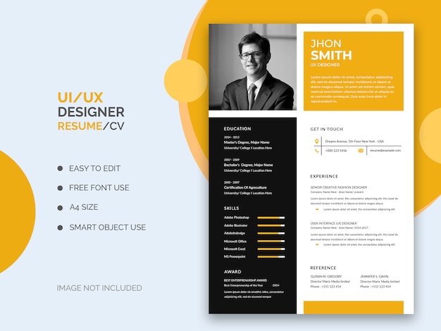 PSD ui_ux resume or cv template