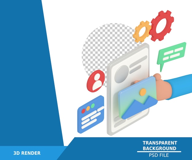UI web sitesi tasarımcısı programcısının 3D render illüstrasyonu