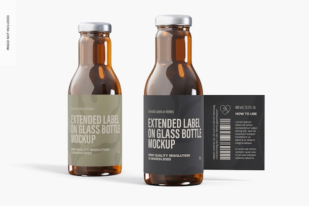 Uitgebreid label op mockup voor glazen fles