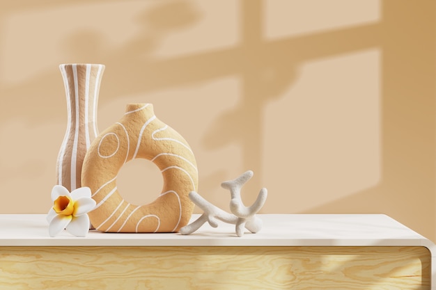 Uitzicht op 3D-geometrische vazen