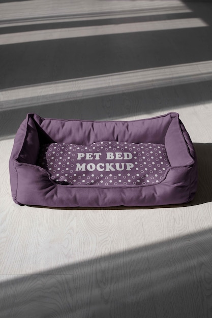 PSD uitzicht op bed mock-up ontwerp voor huisdieren