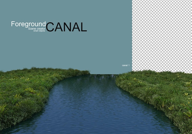 Uitzicht op de gracht en planten aan het water