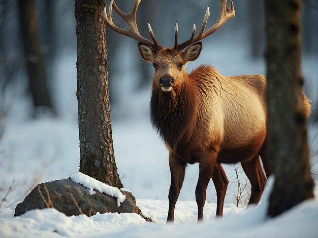 PSD uitzicht op wilde elanden in de natuur generatieve ai