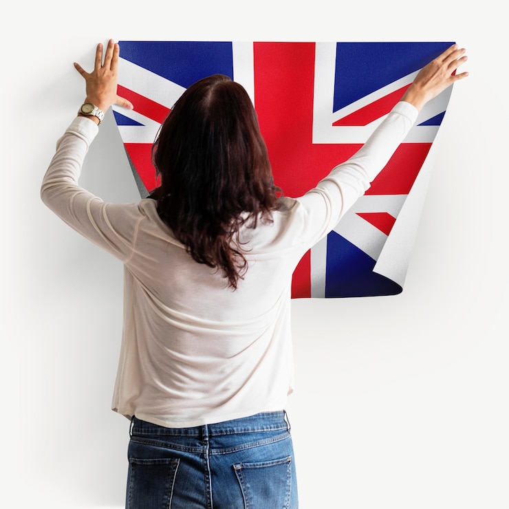 PSD uk flag mockup realistic design psd