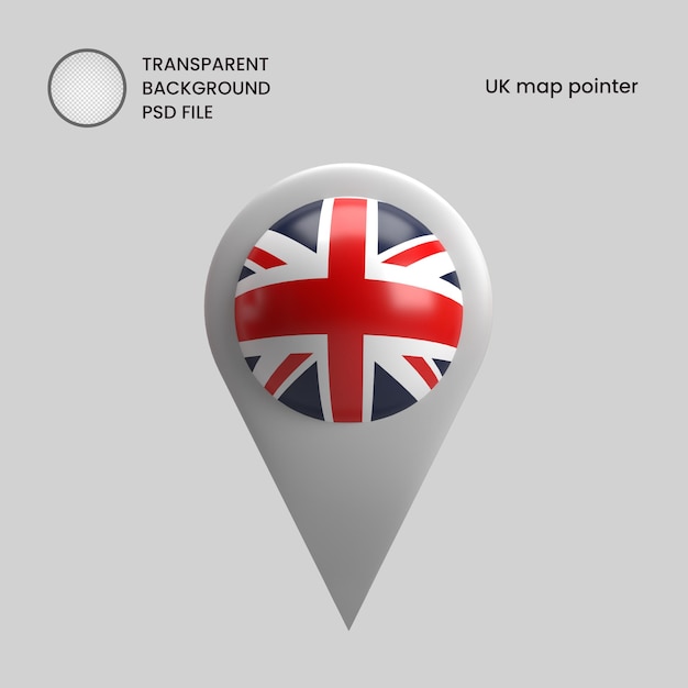 PSD uk map pointer 3d icon