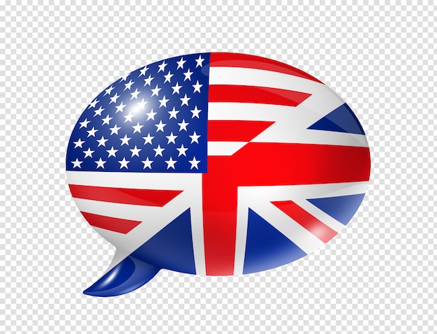 Uk and usa flags speech bubble