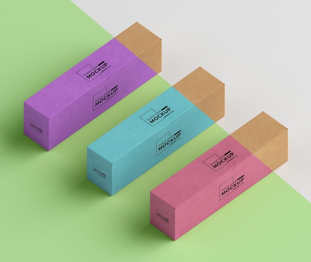 PSD układ kolorowych pudełek