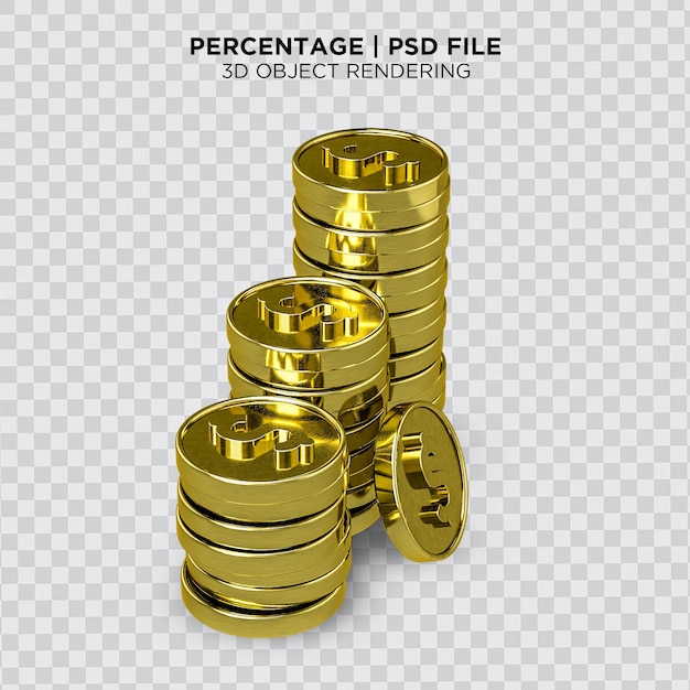 PSD układanie i upuszczanie złotych monet w dolarach amerykańskich w celu oszczędzania wzrostu i biznesu