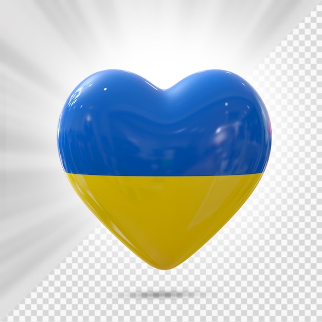 PSD ukraine flag heart 3d